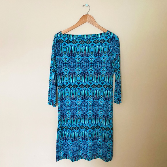Tory Burch Blue Patterned Silk Dress